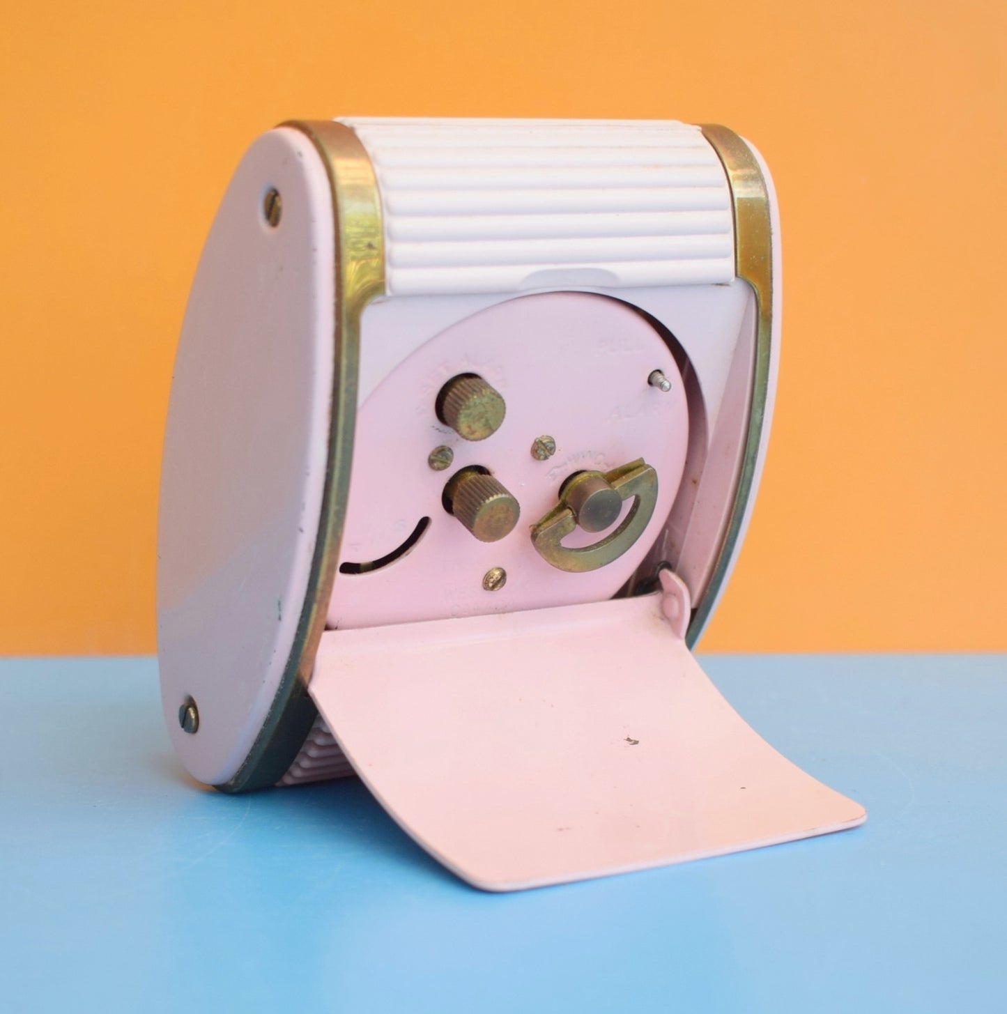 Vintage 1950s Westclox Alarm Clock - Tambour Front - Pink by Vintage