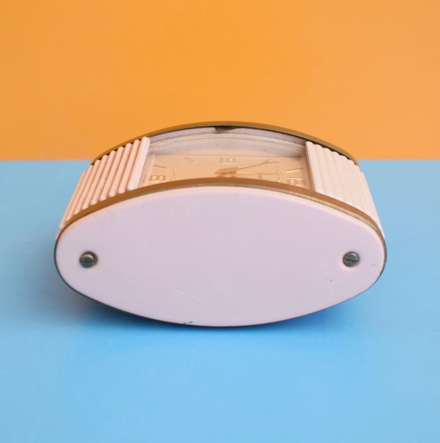 Vintage 1950s Westclox Alarm Clock - Tambour Front - Pink by Vintage