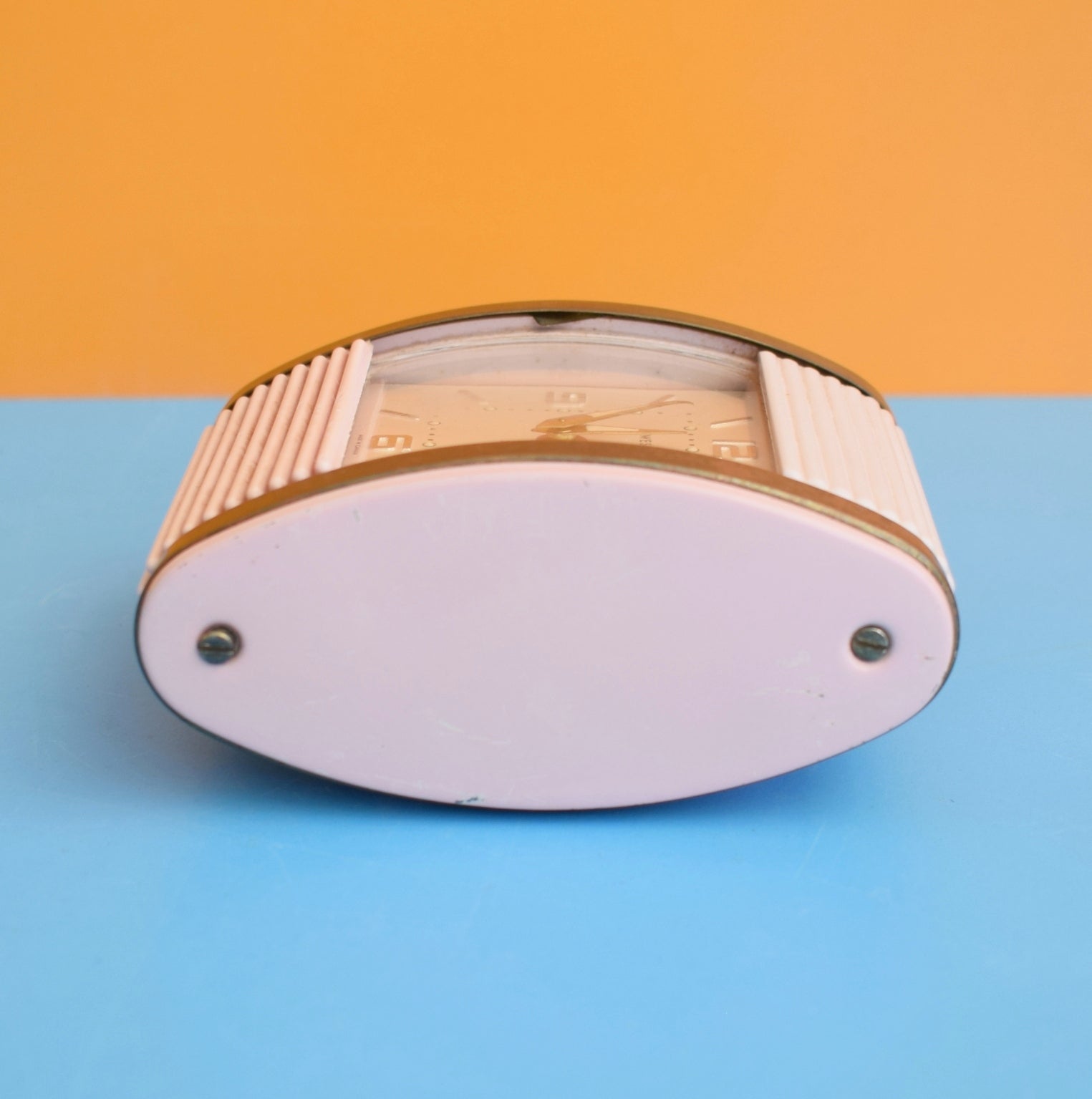 Vintage 1950s Westclox Alarm Clock - Tambour Front - Pink by Vintage