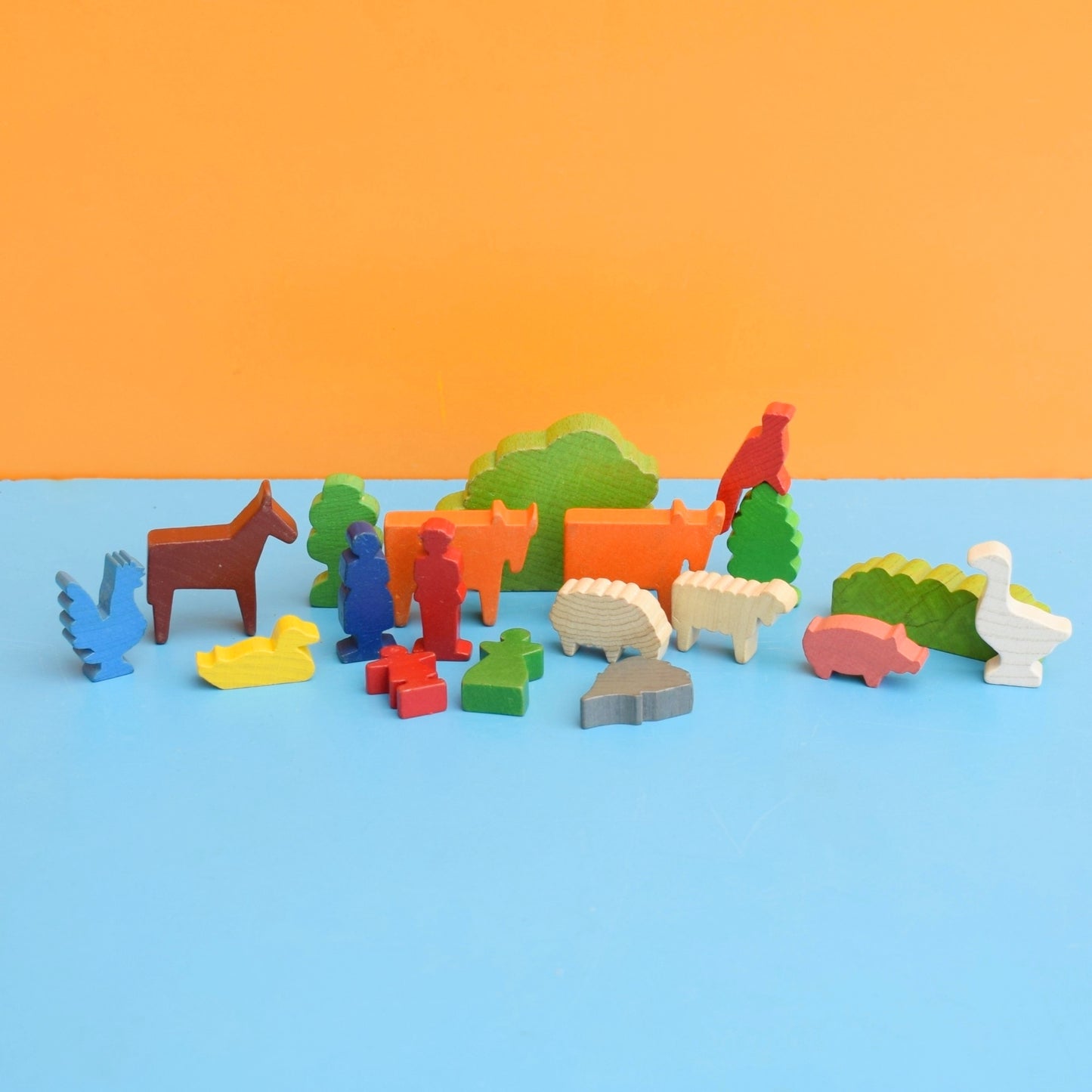 Vintage 1970s Mixed German Wooden Animals / People