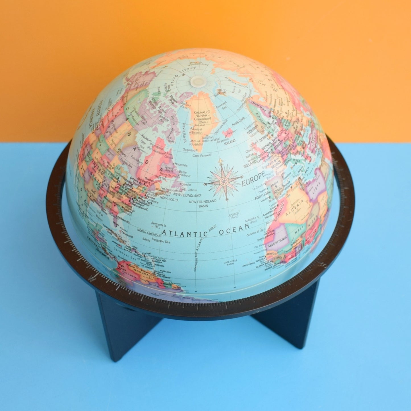 Vintage 1960s Small Plastic Globe On Stand - Money Box - Danish by Vintage