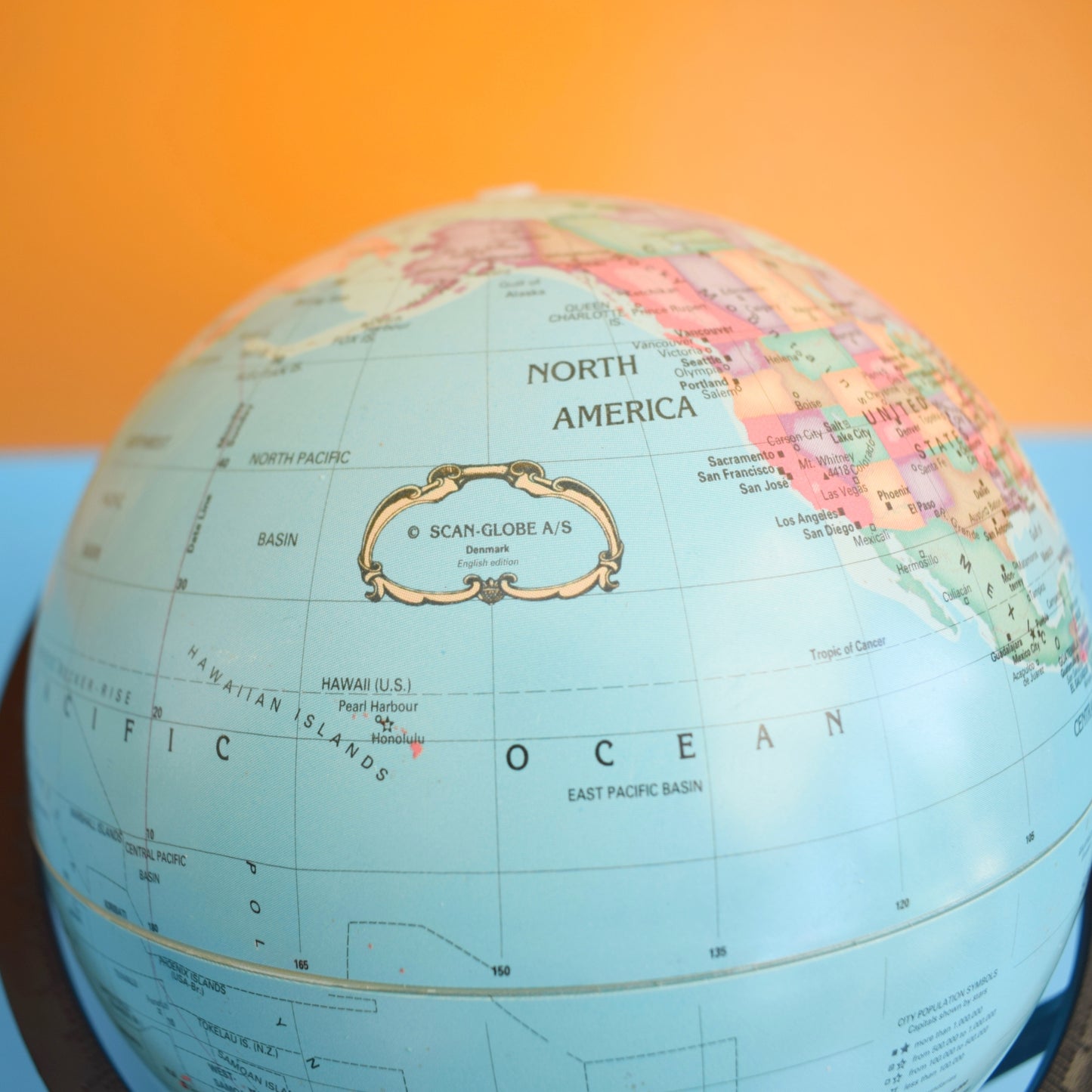 Vintage 1960s Small Plastic Globe On Stand - Money Box - Danish by Vintage
