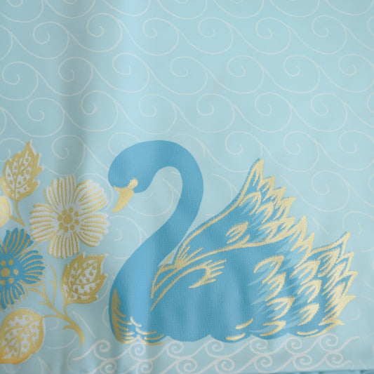 Vintage 1960s Shower Curtain - Unused- Blue Swans