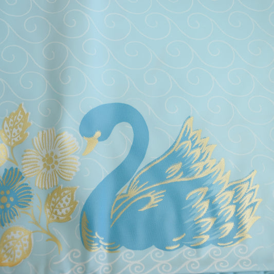 Vintage 1960s Shower Curtain - Unused- Blue Swans by Vintage