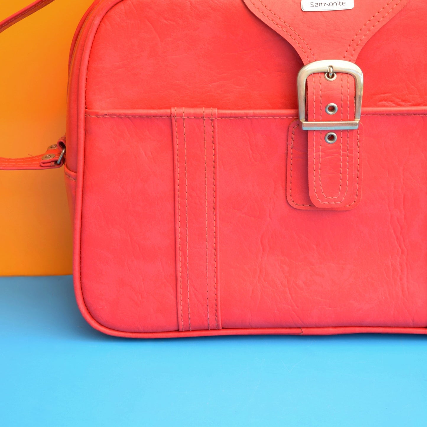 Vintage 1970s Vinyl Shoulder Bag / Hand Luggage - Samsonite - Raspberry Pink by Pineapple Retro