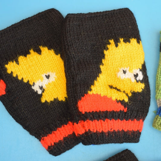 Retro Hand Knitted Fingerless Gloves - Kids - Mr Grumpy, Unicorn ETC