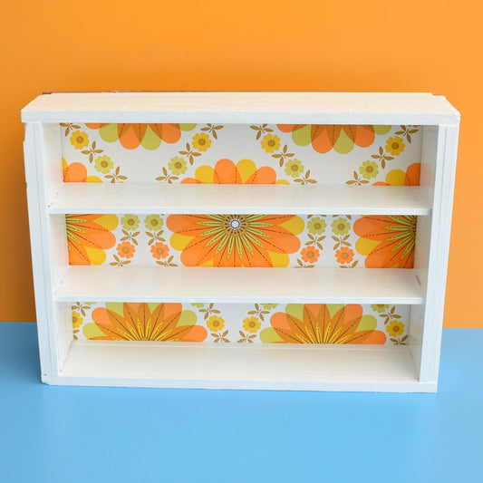 Vintage 1970s Wooden Display Shelf - Yellow Flower Power by Vintage