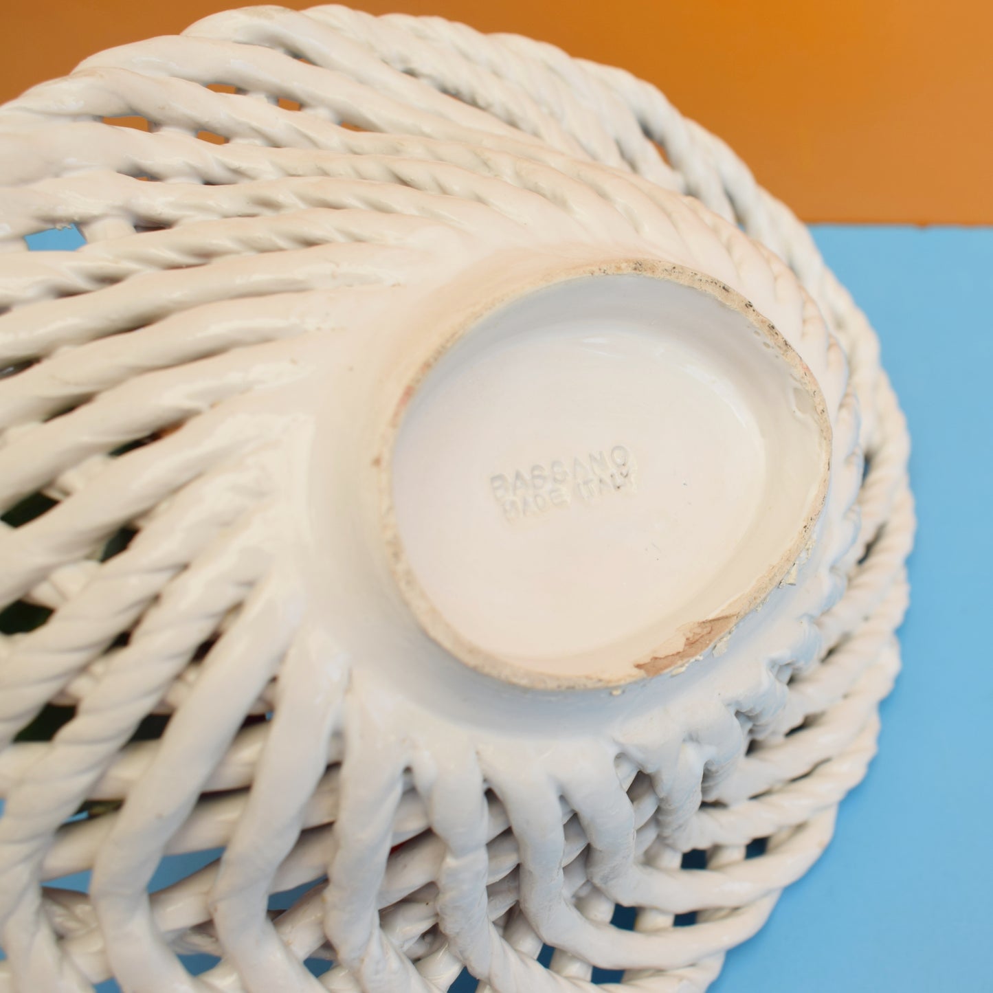 Vintage 1960s China Basket Of Fruit / Cherries - Bassano