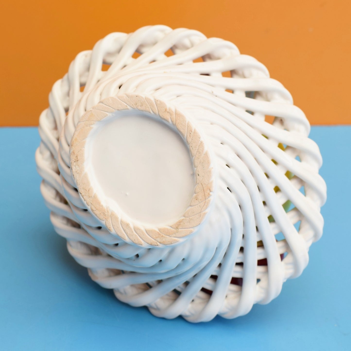 Vintage 1960s China Basket Of Fruit / Cherries - Bassano