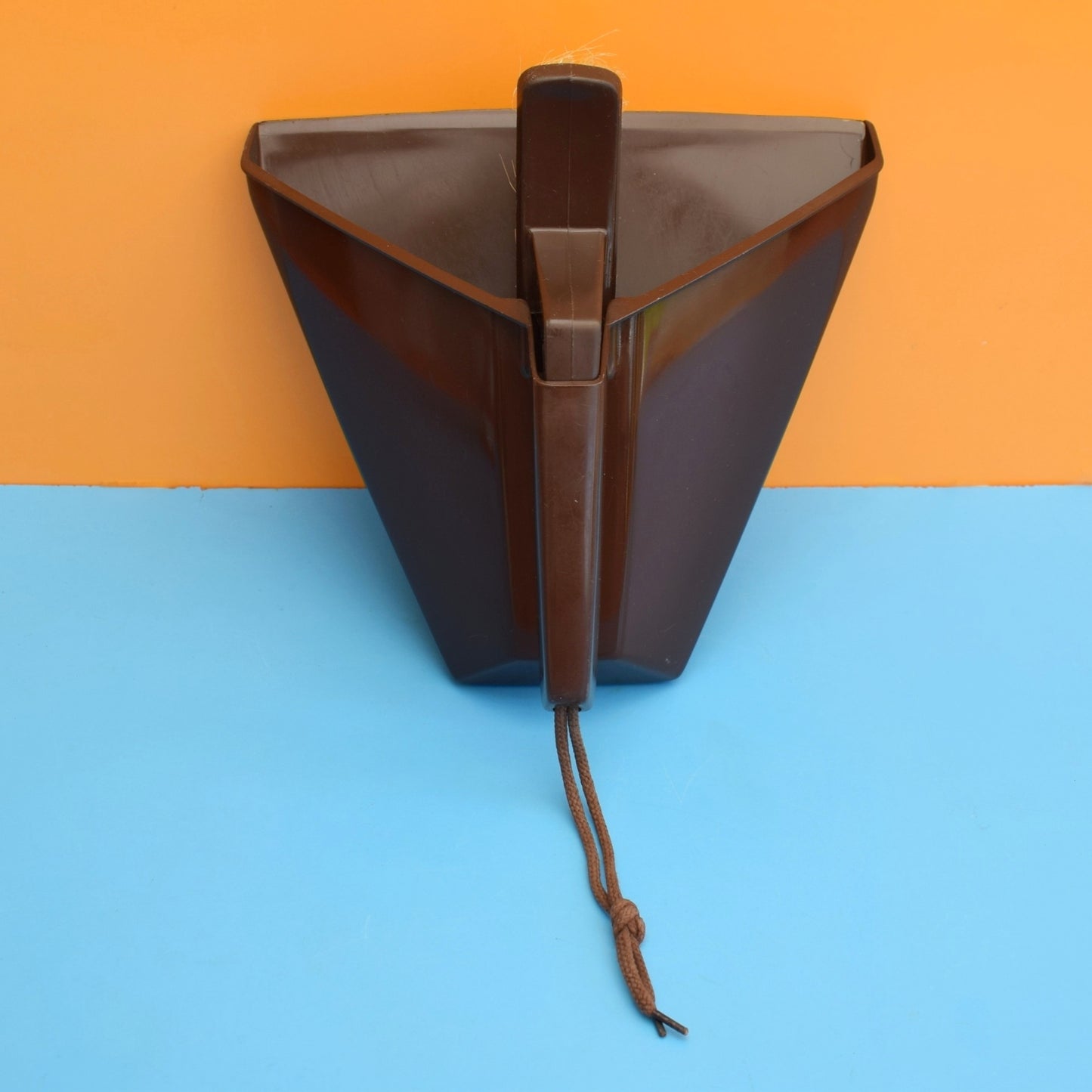 Vintage 1970s Dustpan & Brush - Brown - Triangular