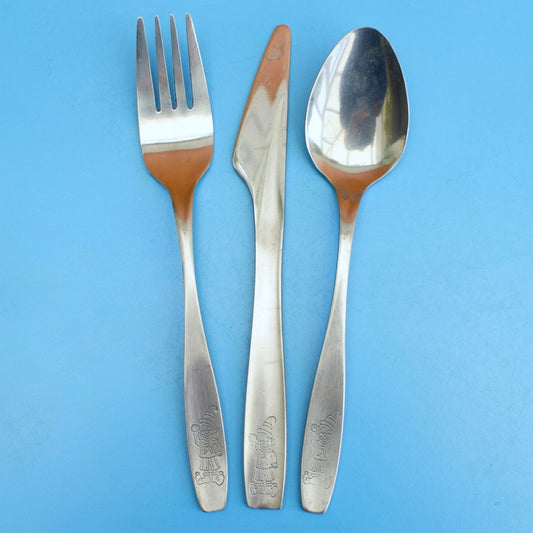 Vintage 1970s Kids Cutlery Set - Clowns