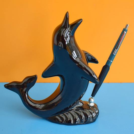 Vintage 1970s Kitsch Pen Holder - Dolphin