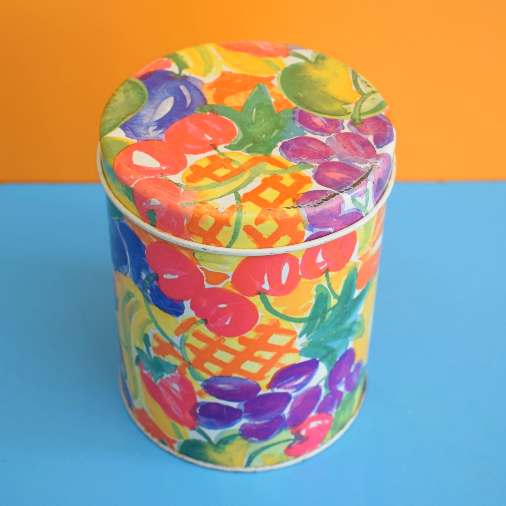 Vintage 1990s Habitat Tin- Tropical by Pineapple Retro