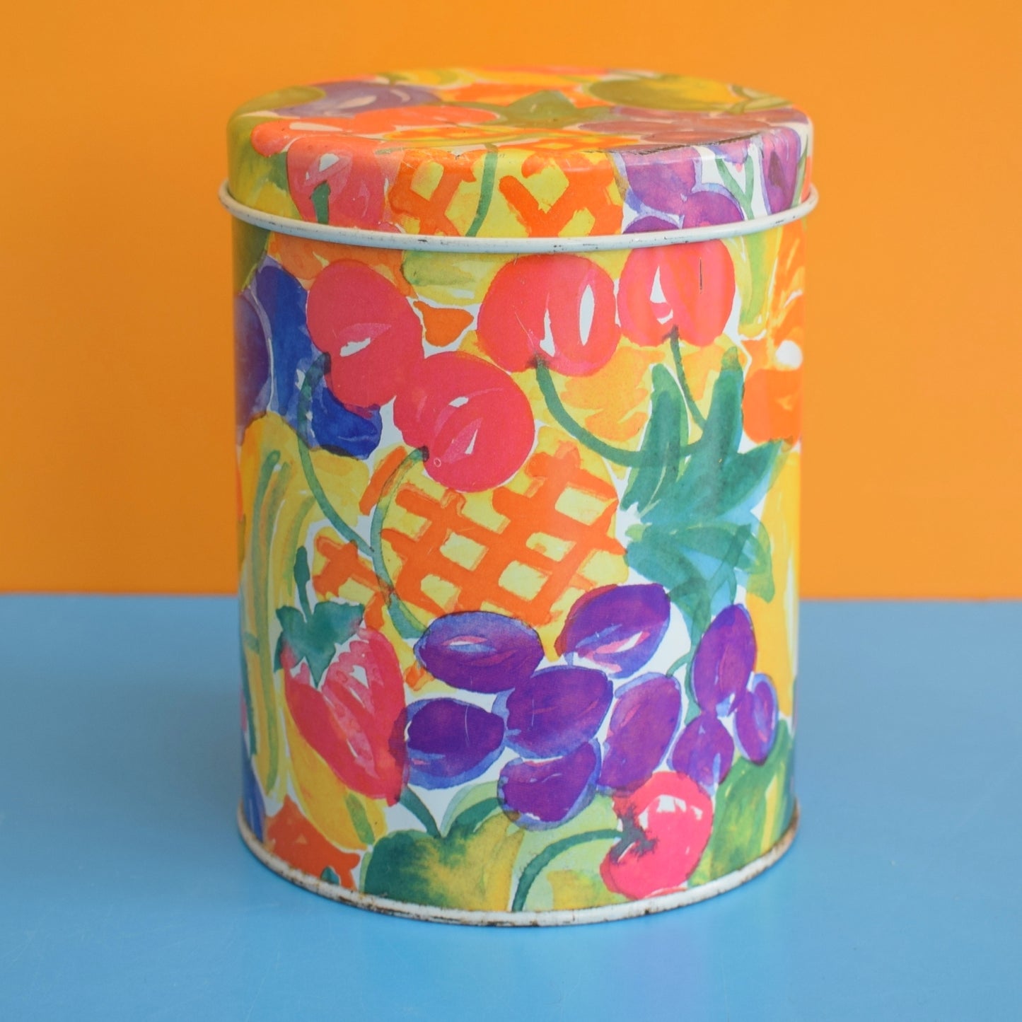 Vintage 1990s Habitat Tin- Tropical by Pineapple Retro