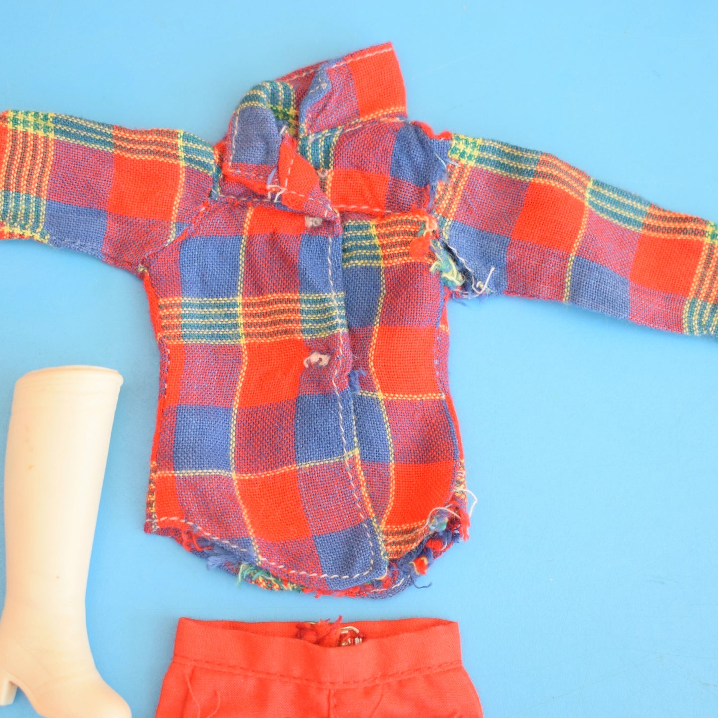 Vintage 1970s Sindy Separates Checked Shirt/ Skirt