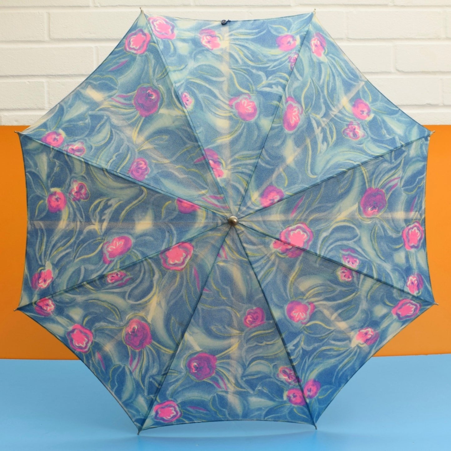 Vintage 1960s Umbrellas - Painterly Flowers / Swirls - Pink or Blue
