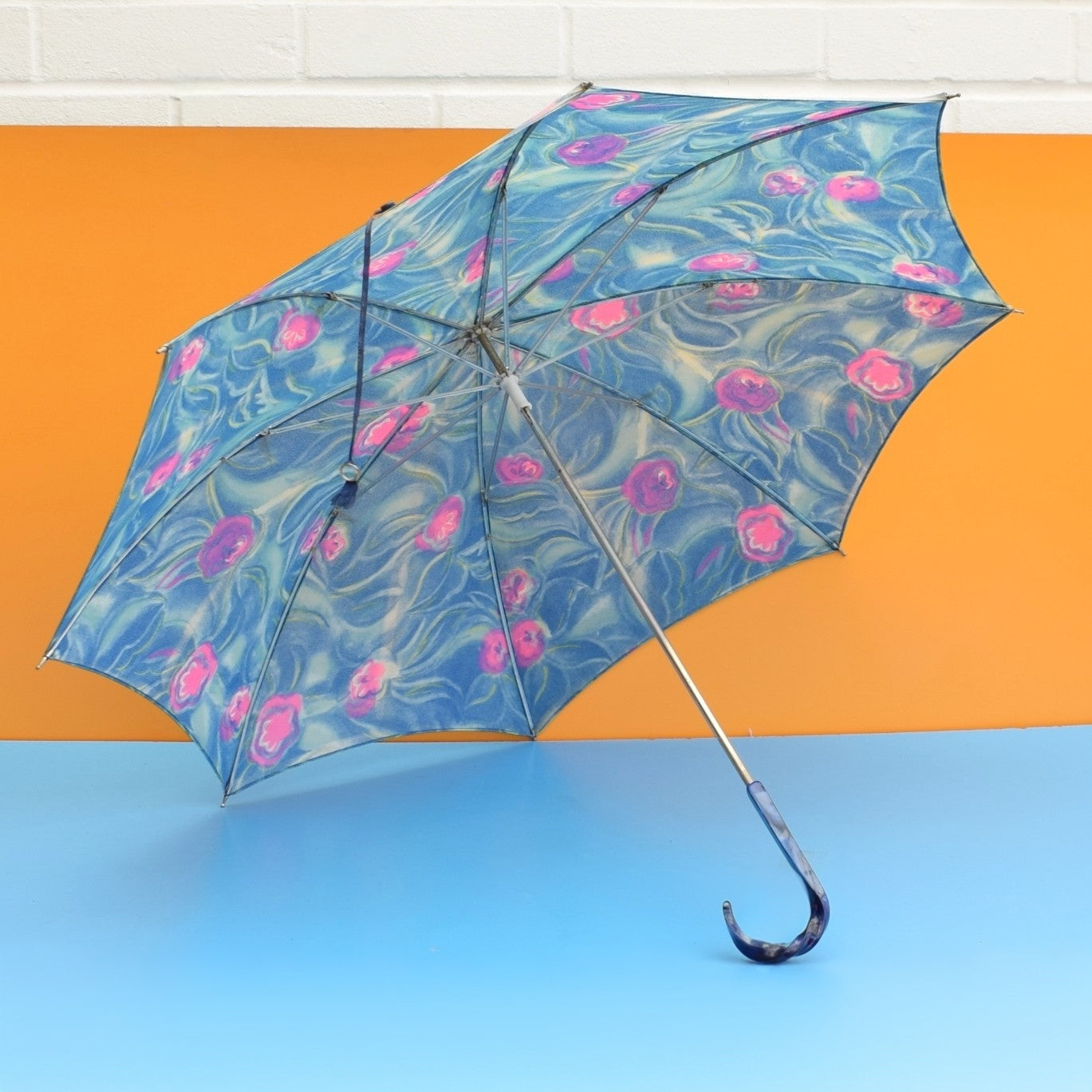 Vintage 1960s Umbrellas - Painterly Flowers / Swirls - Pink or Blue