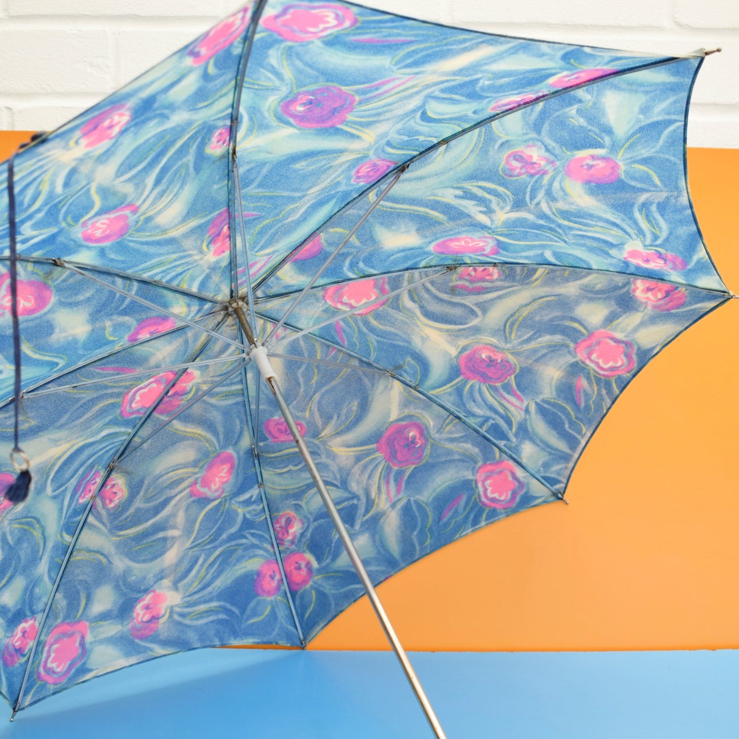 Vintage 1960s Umbrellas - Painterly Flowers / Swirls - Pink or Blue