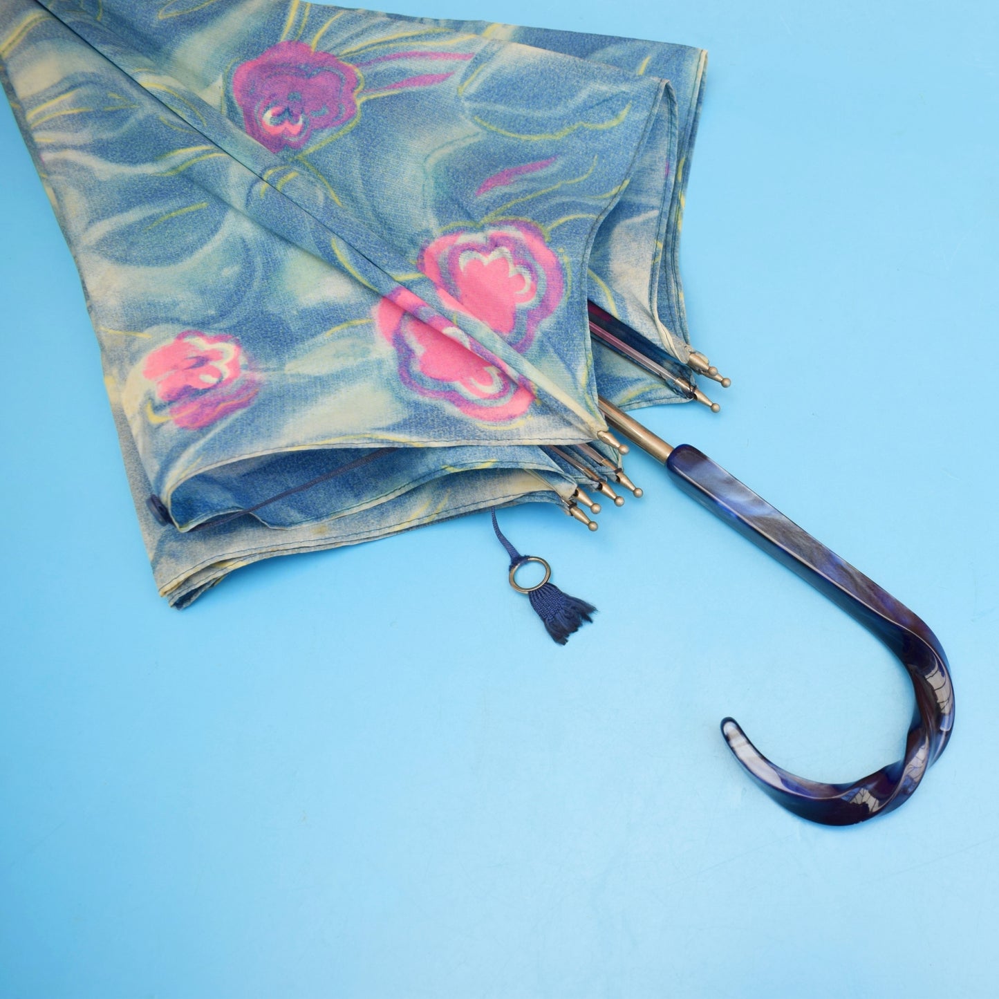 Vintage 1960s Umbrellas - Painterly Flowers / Swirls - Pink or Blue