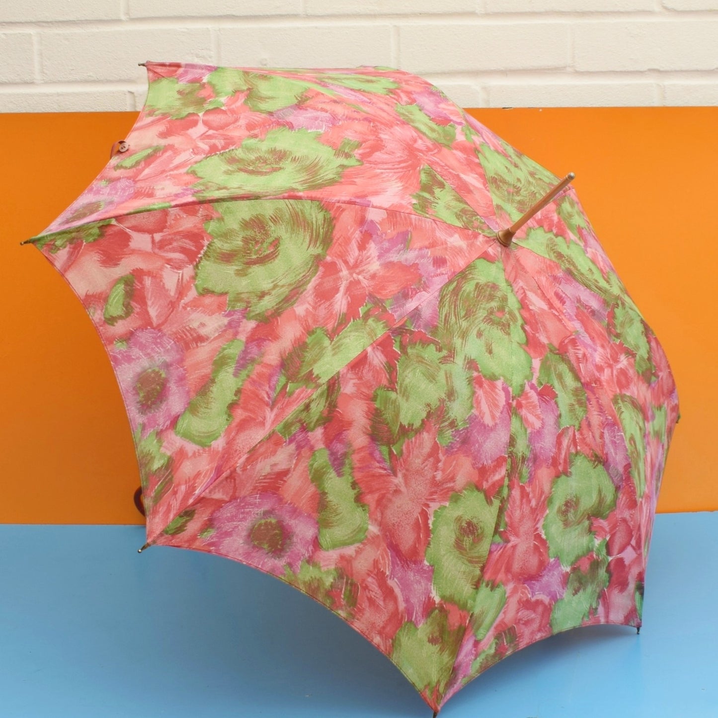 Vintage 1960s Umbrellas - Painterly Flowers / Swirls - Pink or Blue