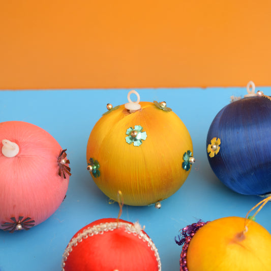 Vintage 1970s Satin Christmas Baubles- Unusual