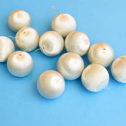 Vintage 1970s Satin Christmas Baubles- White