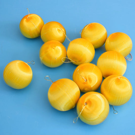 Vintage 1970s Satin Christmas Baubles- Yellow