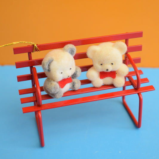 Vintage 1980s Avon Bears On A Bench Decoration by Pineapple Retro