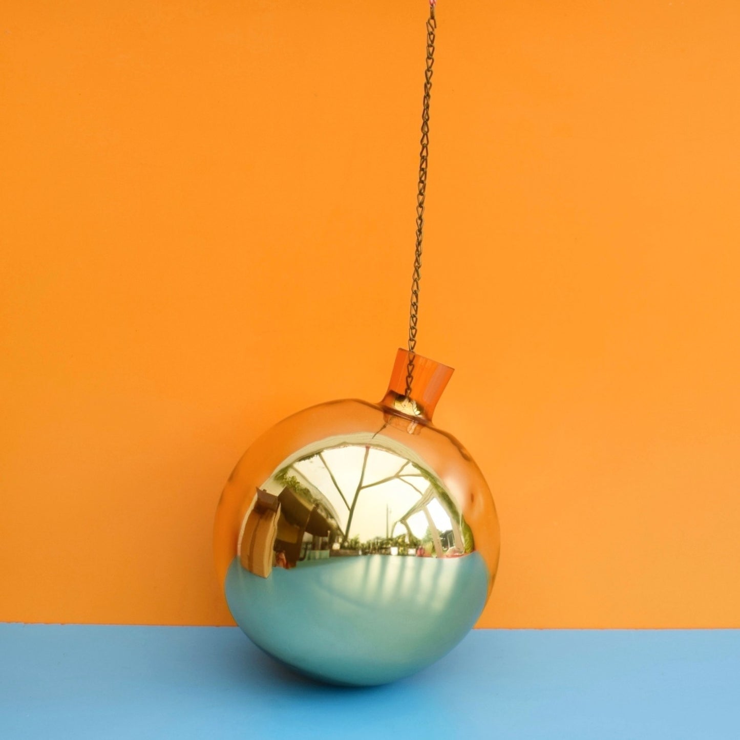 Vintage 1970s Huge Glass Bauble / Witches Ball / Kugel - Gold