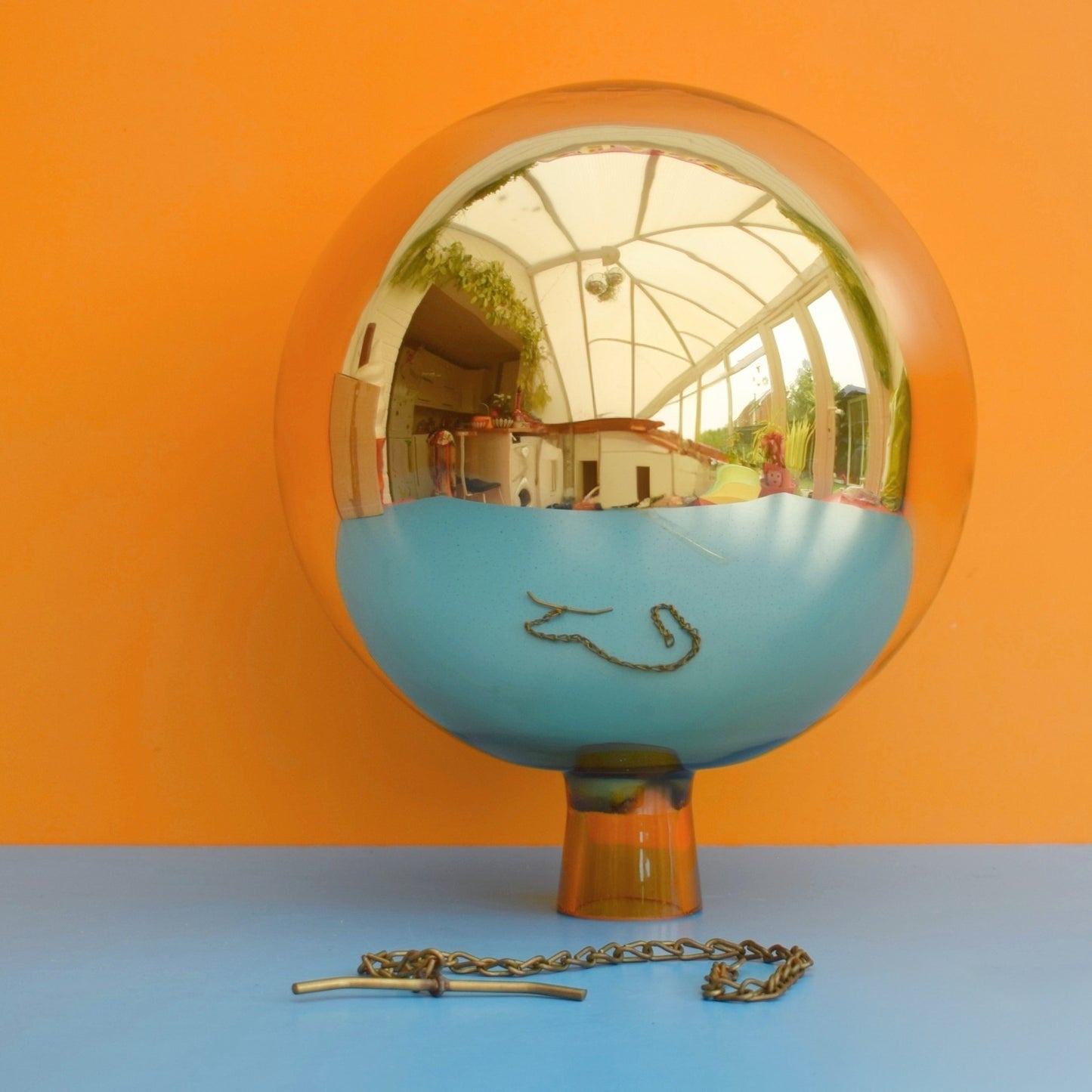 Vintage 1970s Huge Glass Bauble / Witches Ball / Kugel - Gold