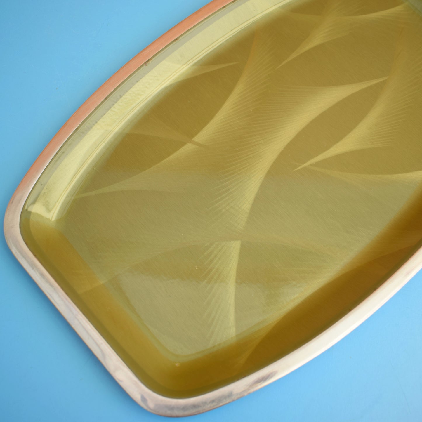 Vintage 1950s Feather Enamel Tray - Cathrineholm of Norway - Olive Green by Vintage