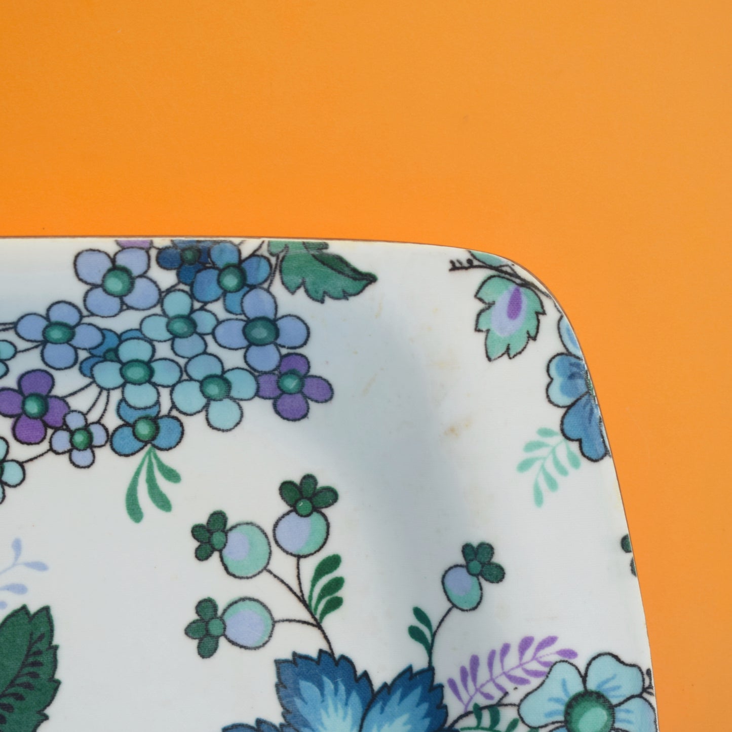 Vintage 1960s Flower Power Large Thetford Tray - Blue & Purple by Vintage