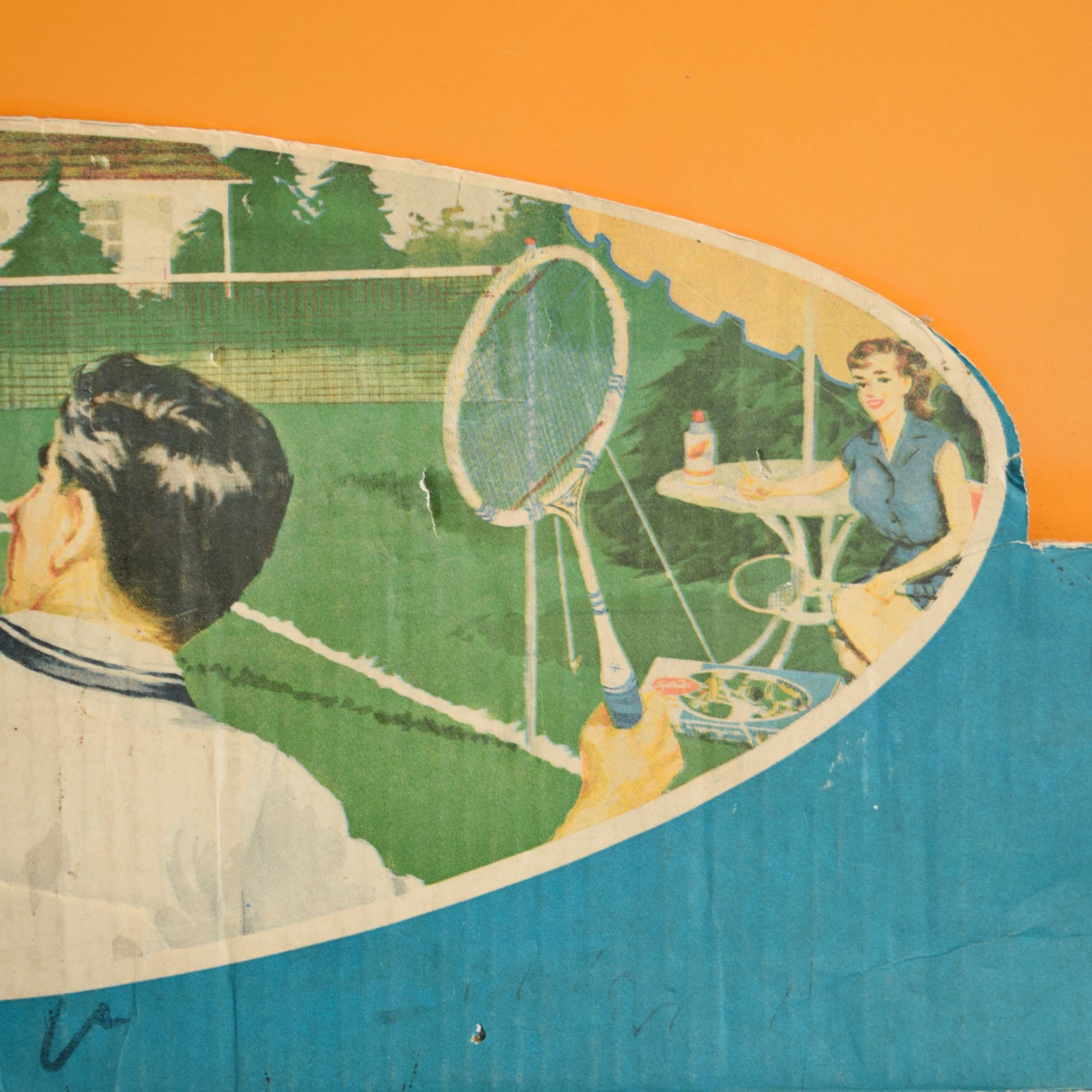 Vintage 1950s Cardboard Badminton Game Sign / Packaging by Pineapple Retro