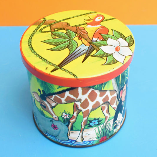 Vintage 1960s Blue Bird Toffee Tin - Jungle Animals by Vintage