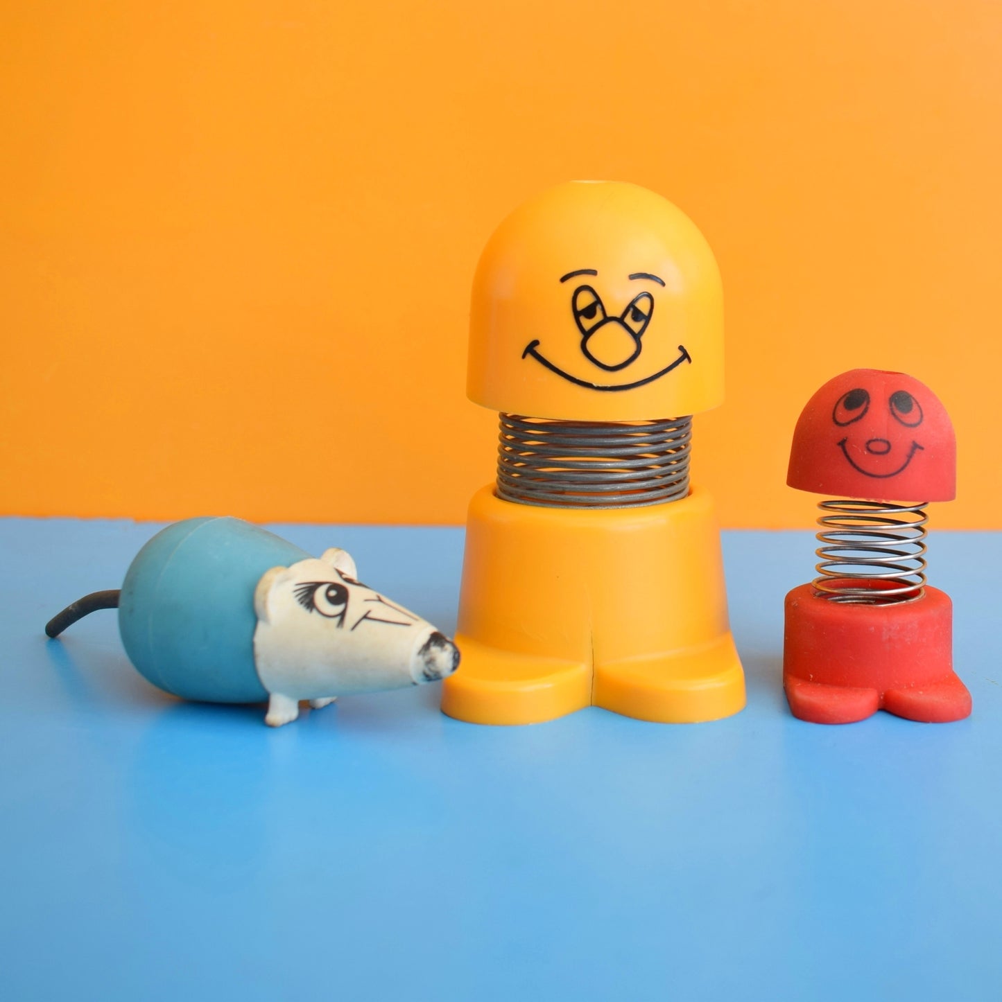 Vintage 1980s Plastic Desk Bits - Pencil Holders/ Rubbers - Papermate Chucklers