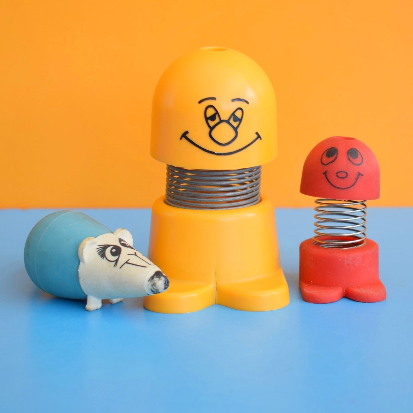 Vintage 1980s Plastic Desk Bits - Pencil Holders/ Rubbers - Papermate Chucklers