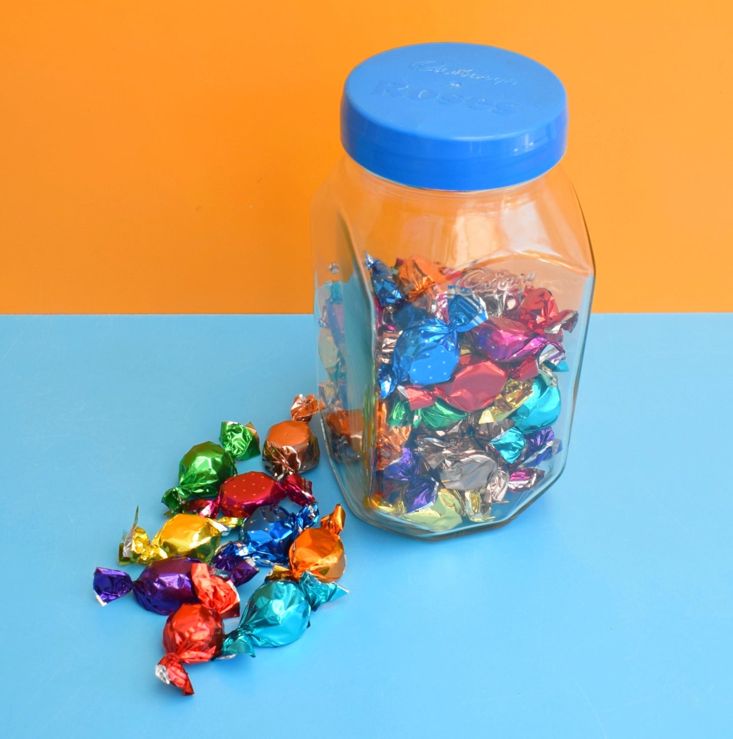 Vintage 1980s Glass Jar - Cadburys Roses Chocolates by Pineapple Retro
