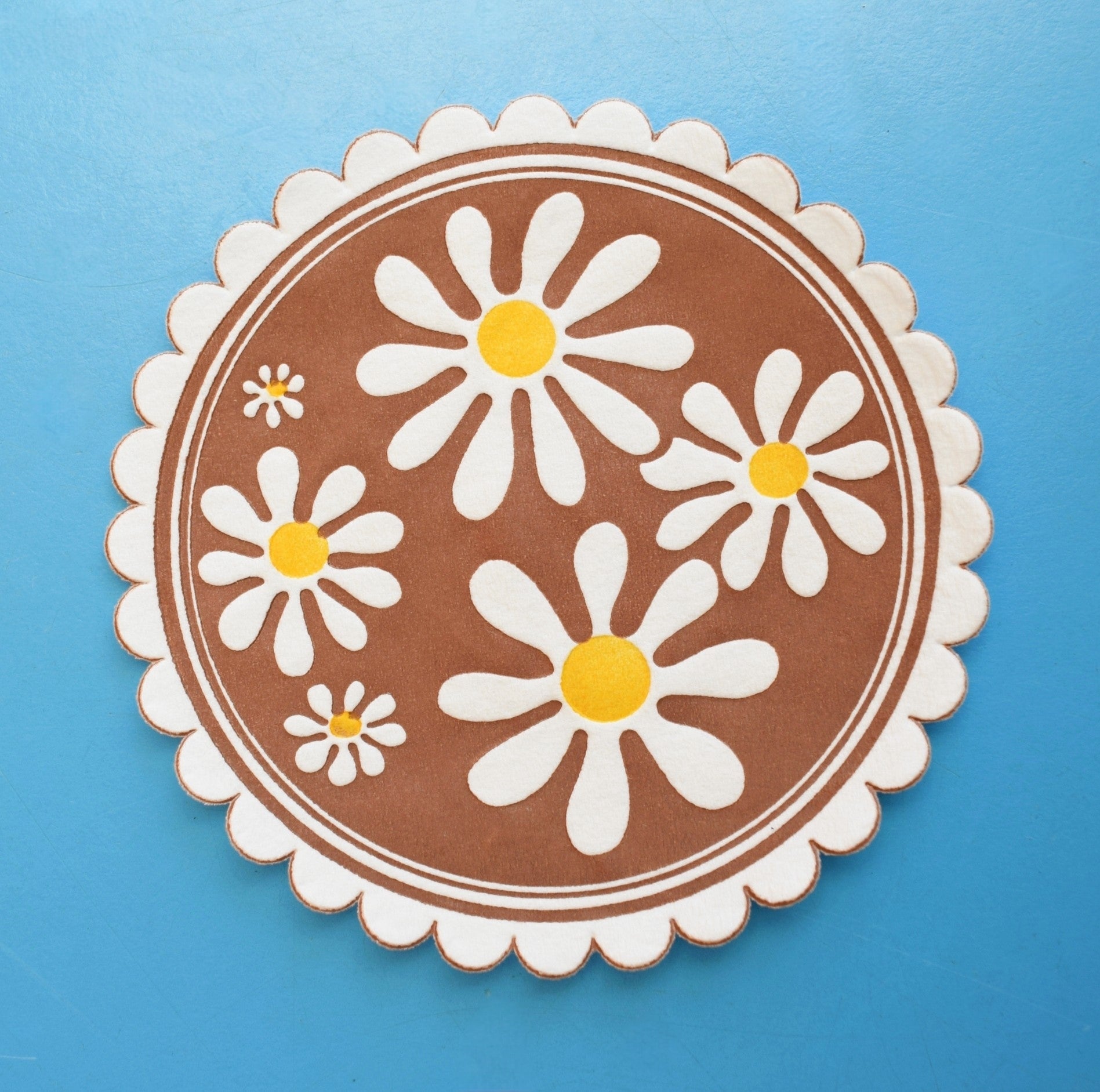 Vintage 1960s Kitsch Paper Coasters - Flower Power - Brown x20 by Vintage