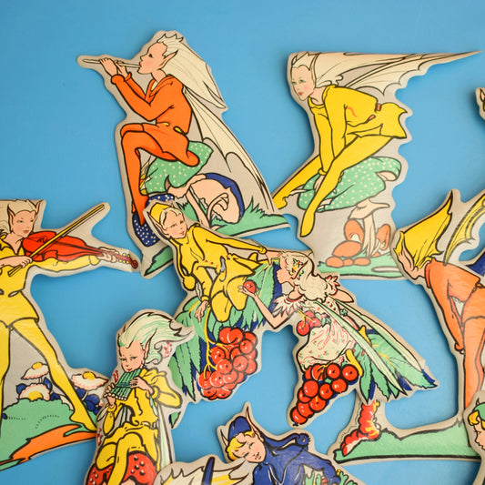 Vintage 1950s Gnomes and Fairies/ Seaside - Decorative Wallpaper Motifs by Vintage