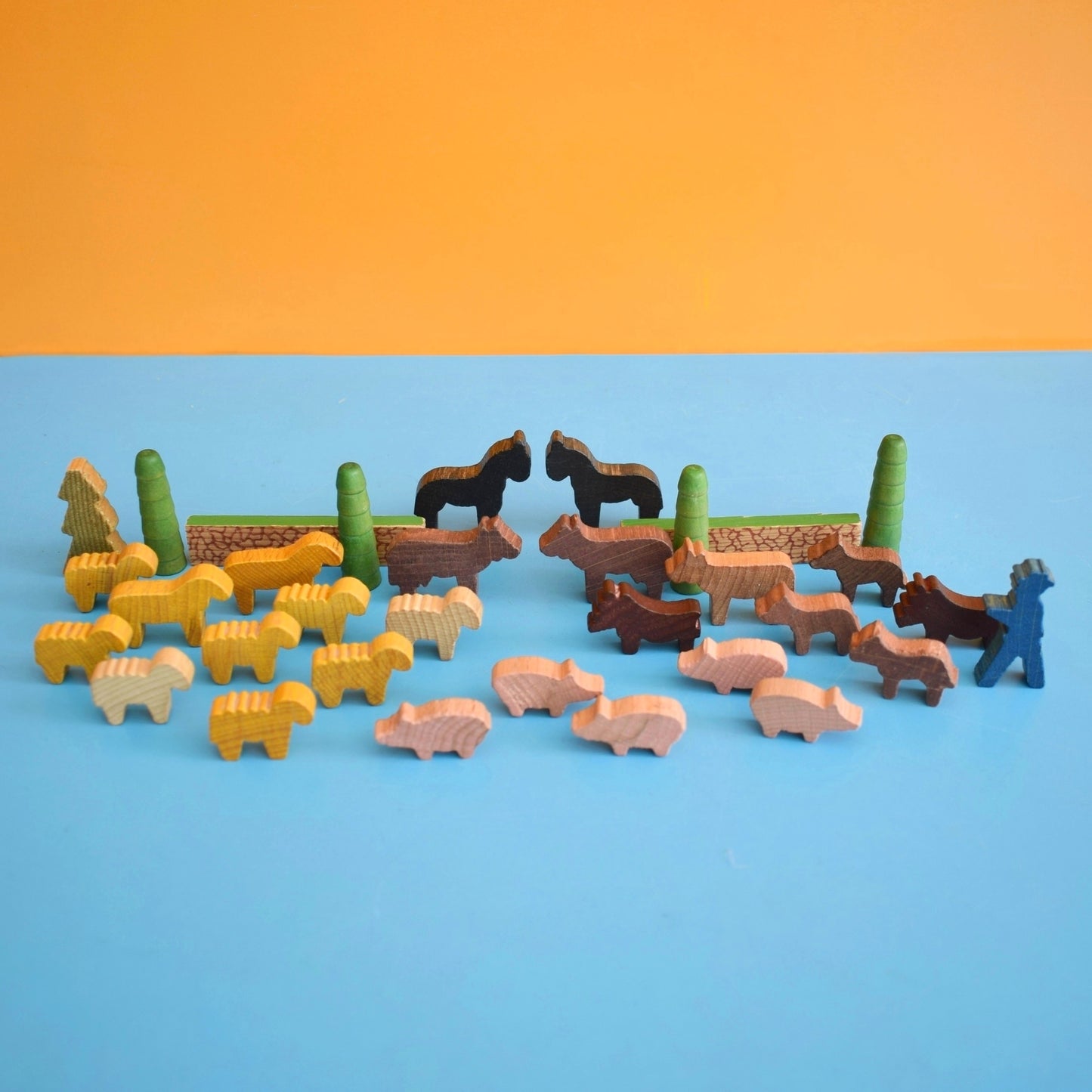 Vintage 1970s Mixed German Wooden Animals / People