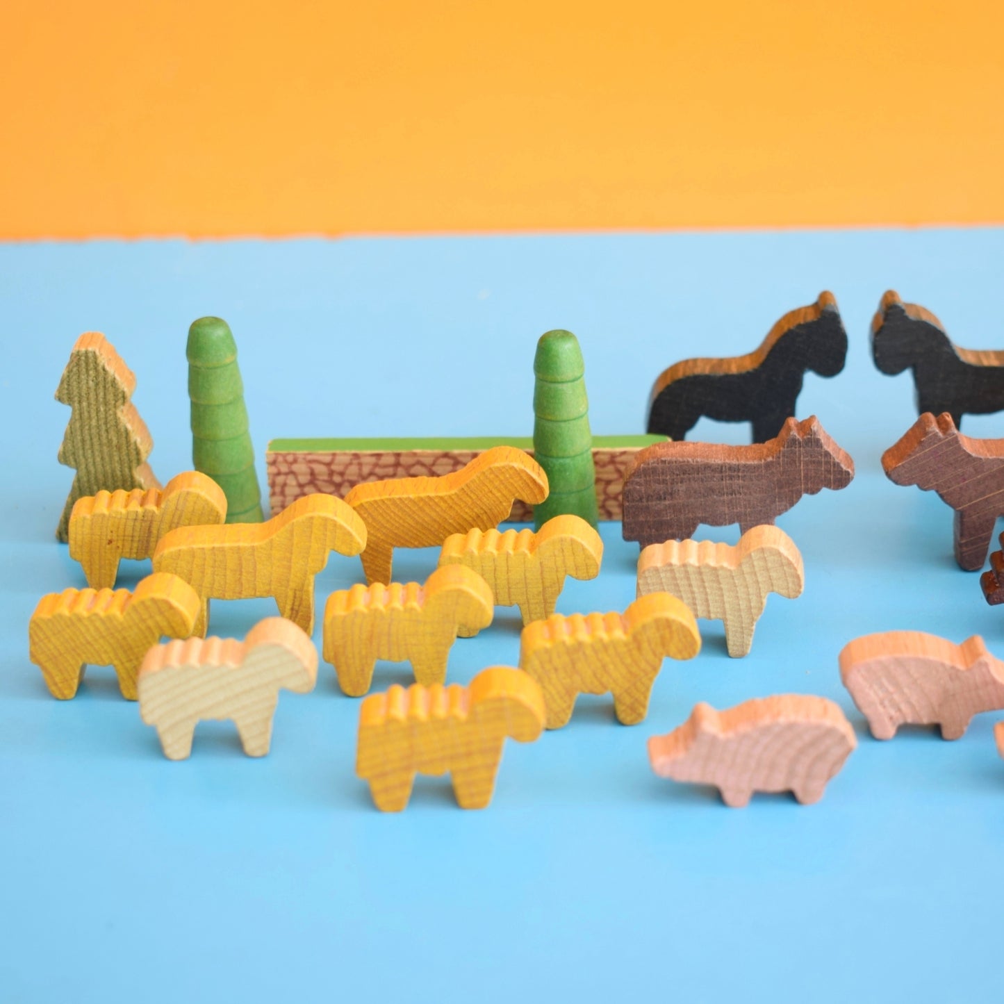 Vintage 1970s Mixed German Wooden Animals / People