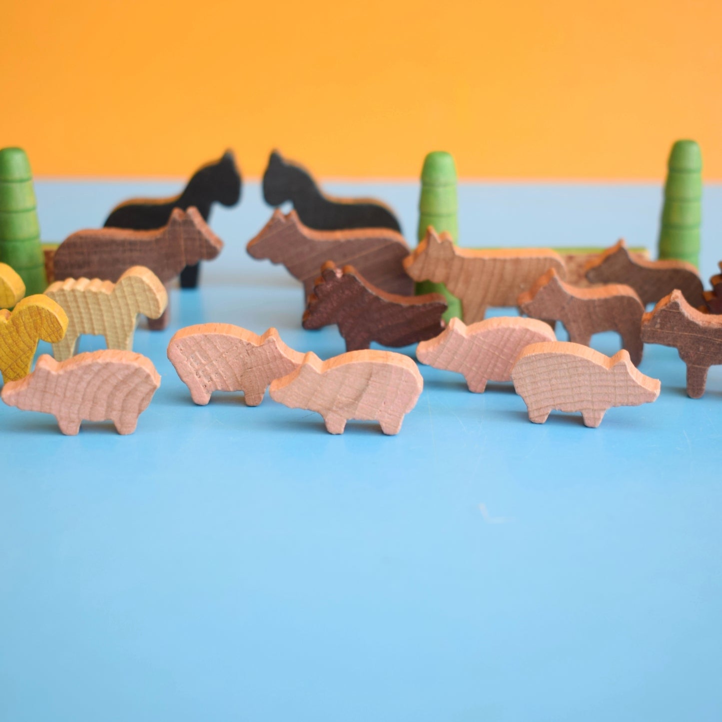 Vintage 1970s Mixed German Wooden Animals / People