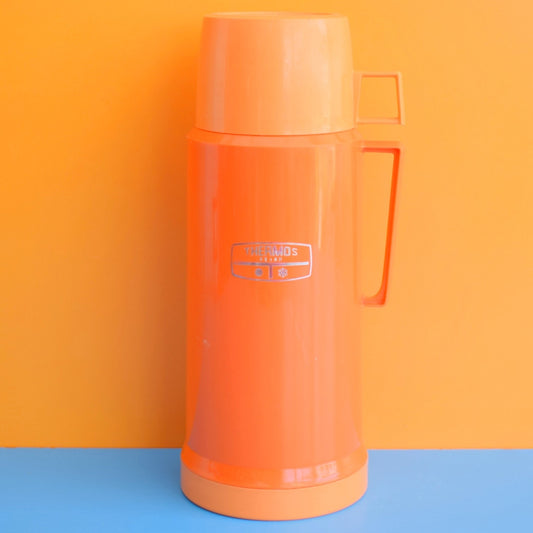 Vintage 1970s Large Plastic Thermos Flask - Orange
