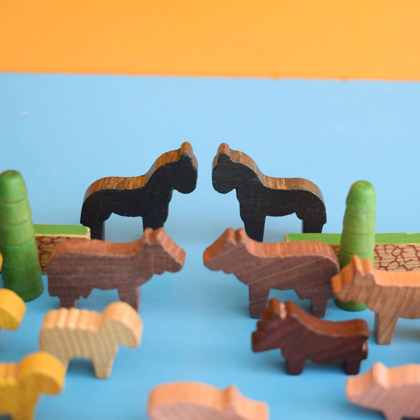 Vintage 1970s Mixed German Wooden Animals / People