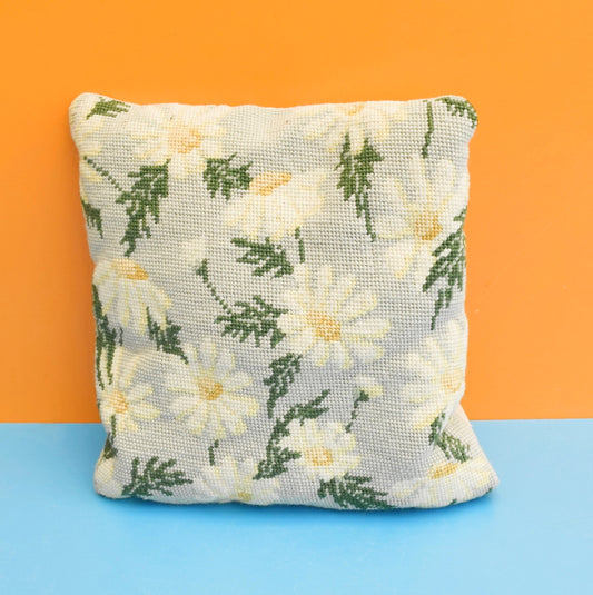Vintage 1960s Little Tapestry Cushion - Daisy Pattern by Vintage