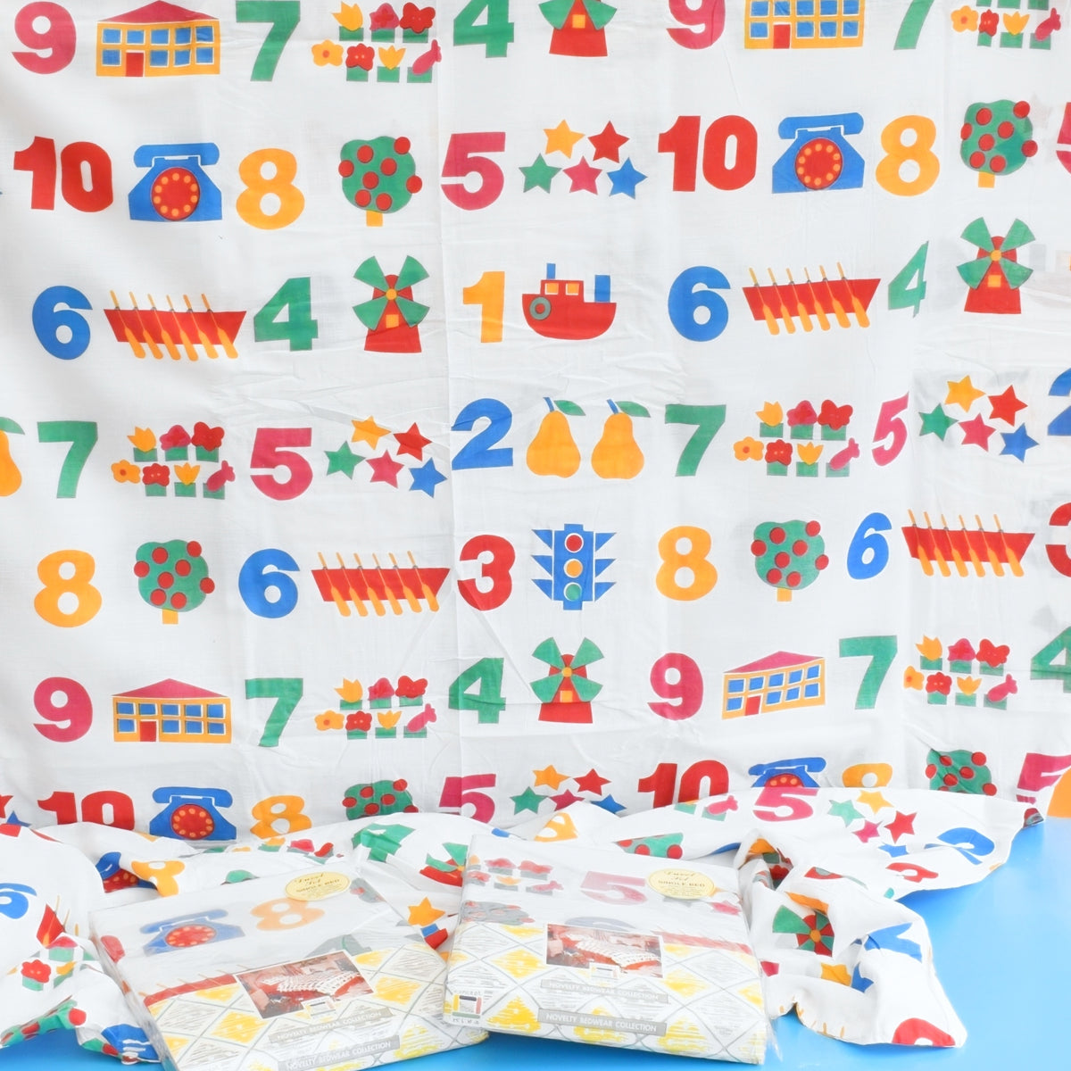 Vintage 1990s Single Duvet Set - Concept Kids - Numbers - Unused by Vintage