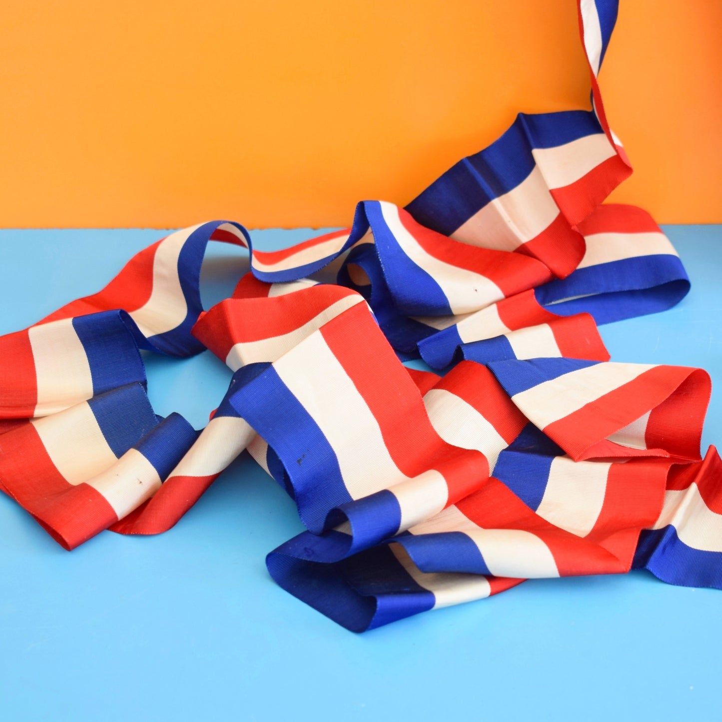 Vintage 1950s Patriotic Grosgrain Ribbon - Red, White & Blue Striped - 5m