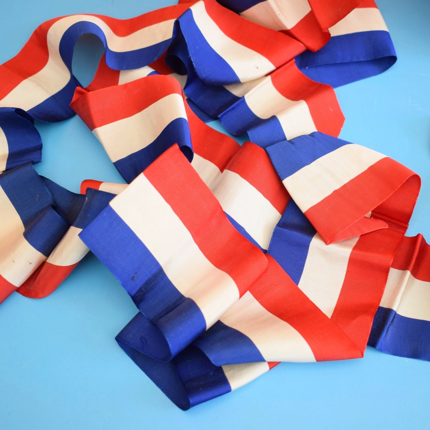 Vintage 1950s Patriotic Grosgrain Ribbon - Red, White & Blue Striped - 5m