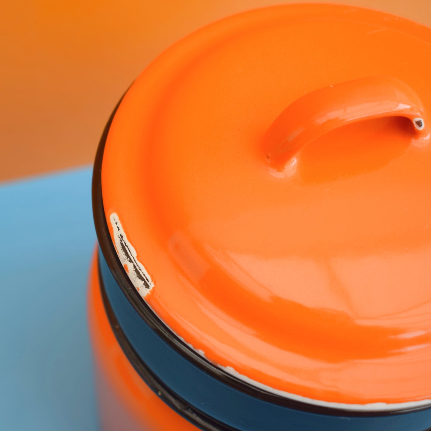Vintage 1960s Enamel Ban Marie / Pan - Orange - Polish by Vintage