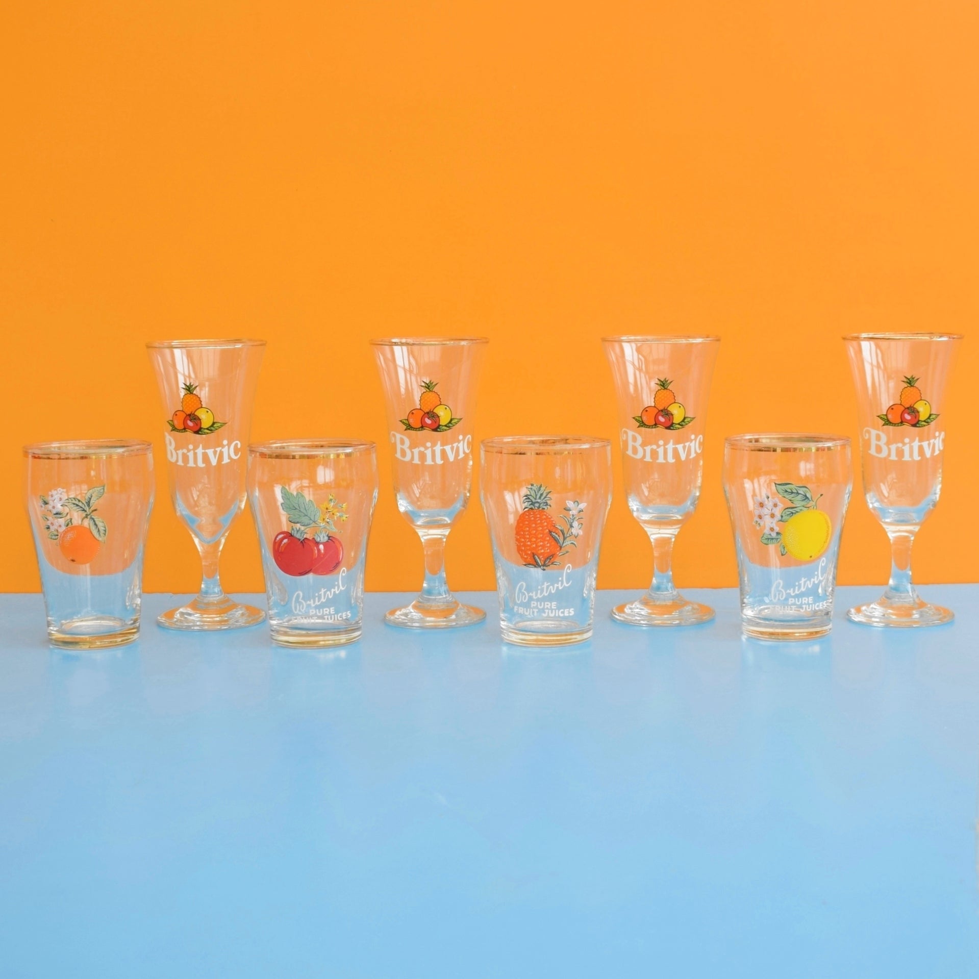 Vintage 1960s Fruit Juice Glasses - Britvic (2 Designs) by Vintage